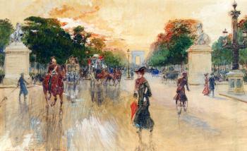 喬治 斯坦 Busy Traffic On The Champs Elysees Paris